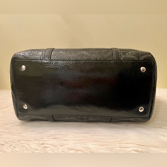 Coach Black Patent Leather Logo Signature C Stitch Double Handle Shoulder Bag - Picture 6 of 8
